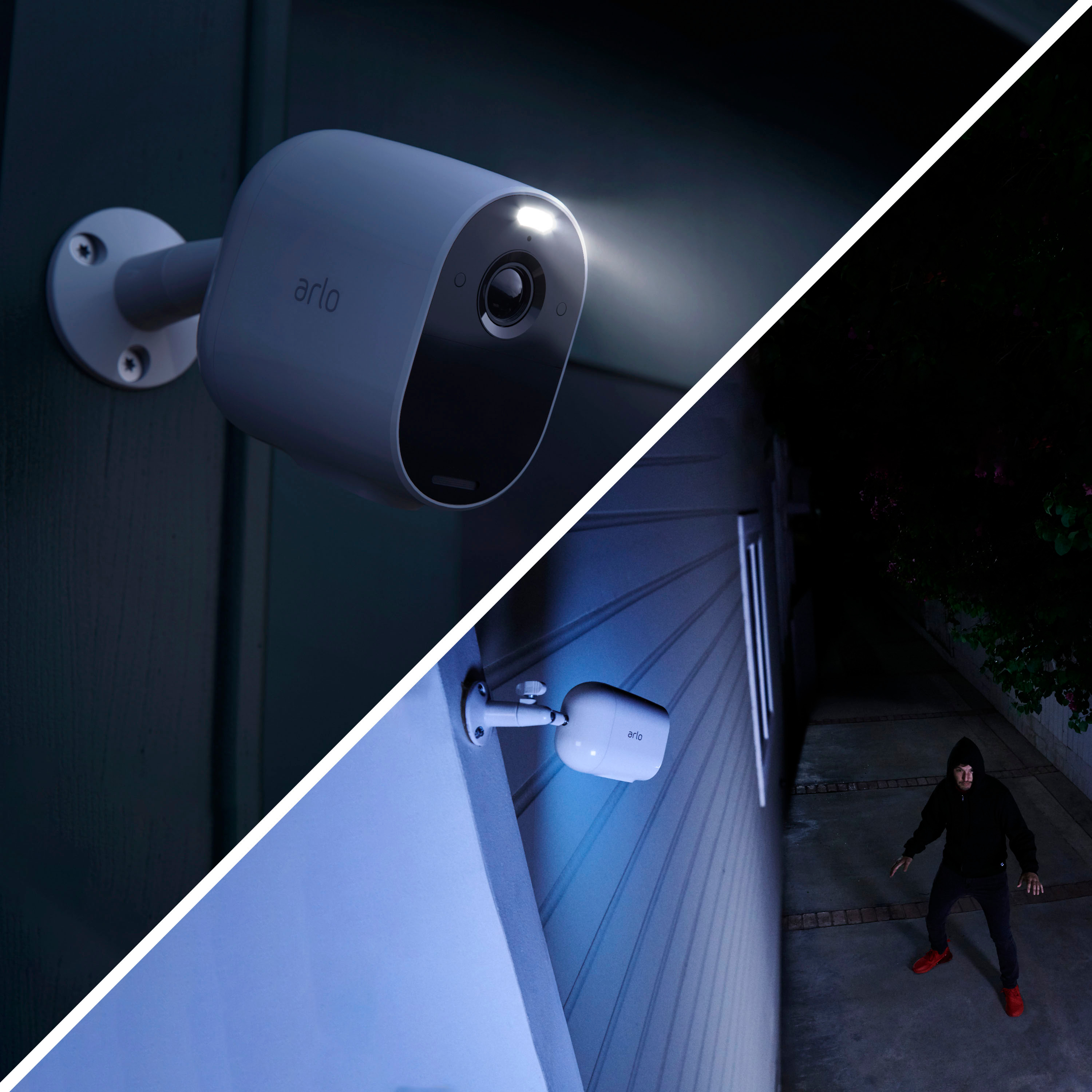 Arlo Essential Spotlight 4-Camera Indoor/Outdoor Wireless 1080p Surveillance System White VMK2430Y-1BYNAS - Best