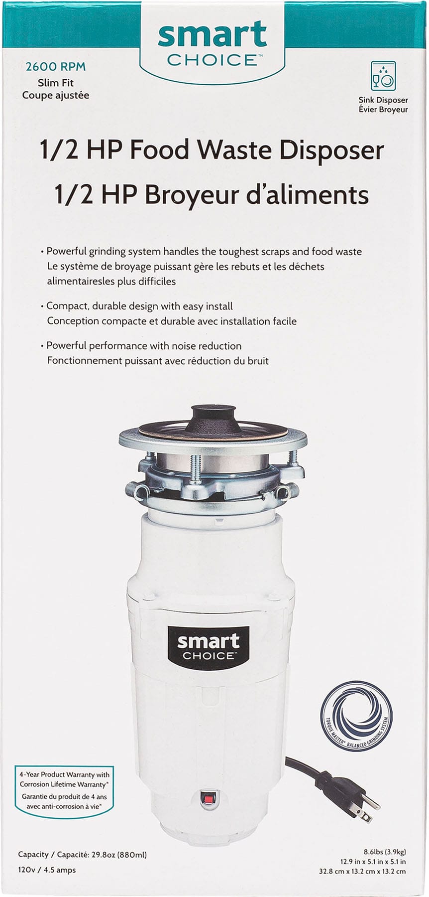 Alt View 11. Smart Choice - Smart Choice 1/2HP Corded Garbage Disposal - White.