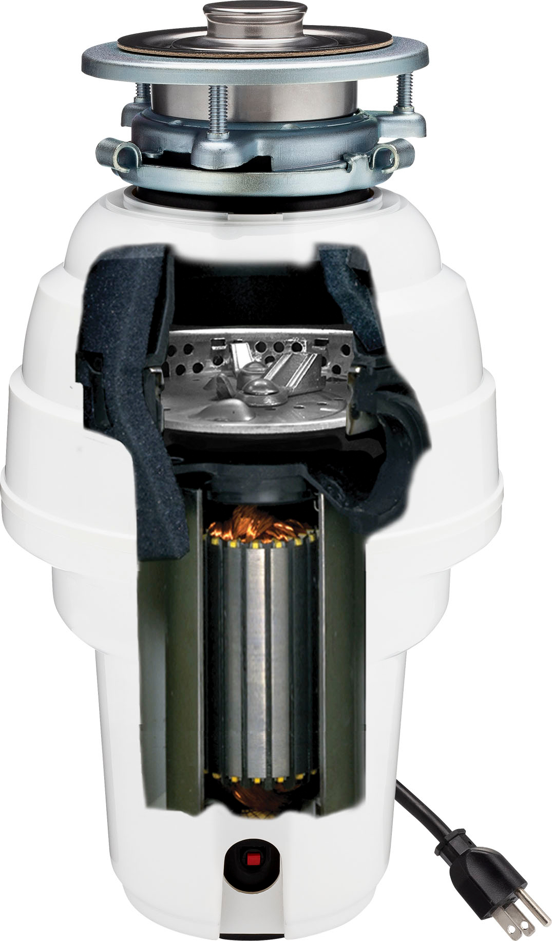 Angle View: Smart Choice - 1.25HP Corded Garbage Disposal - White