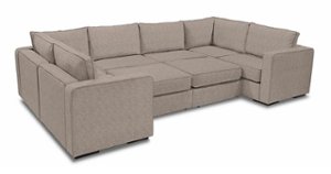 Lovesac - 8 Seats + 10 Sides Corded Velvet & Lovesoft with 10 Speaker Immersive Sound + Charge System - Venetian Taupe - Front_Zoom