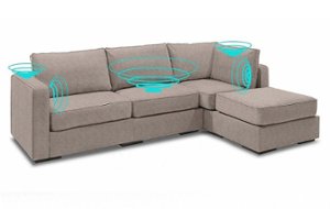 Lovesac - 4 Seats + 5 Sides Corded Velvet & Lovesoft with 8 Speaker Immersive Sound + Charge System - Venetian Taupe - Front_Zoom