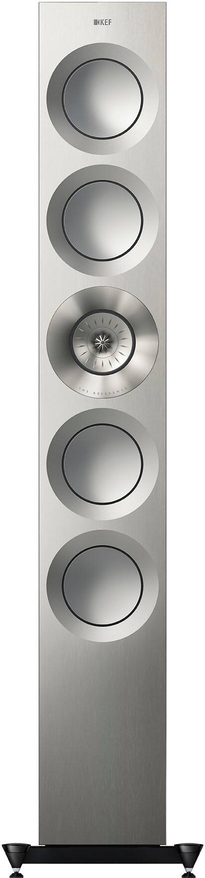 Front. KEF - KEF REFERENCE FIVE META FLOORSTANDING SPEAKER (Each) - SATIN WALNUT SILVER.
