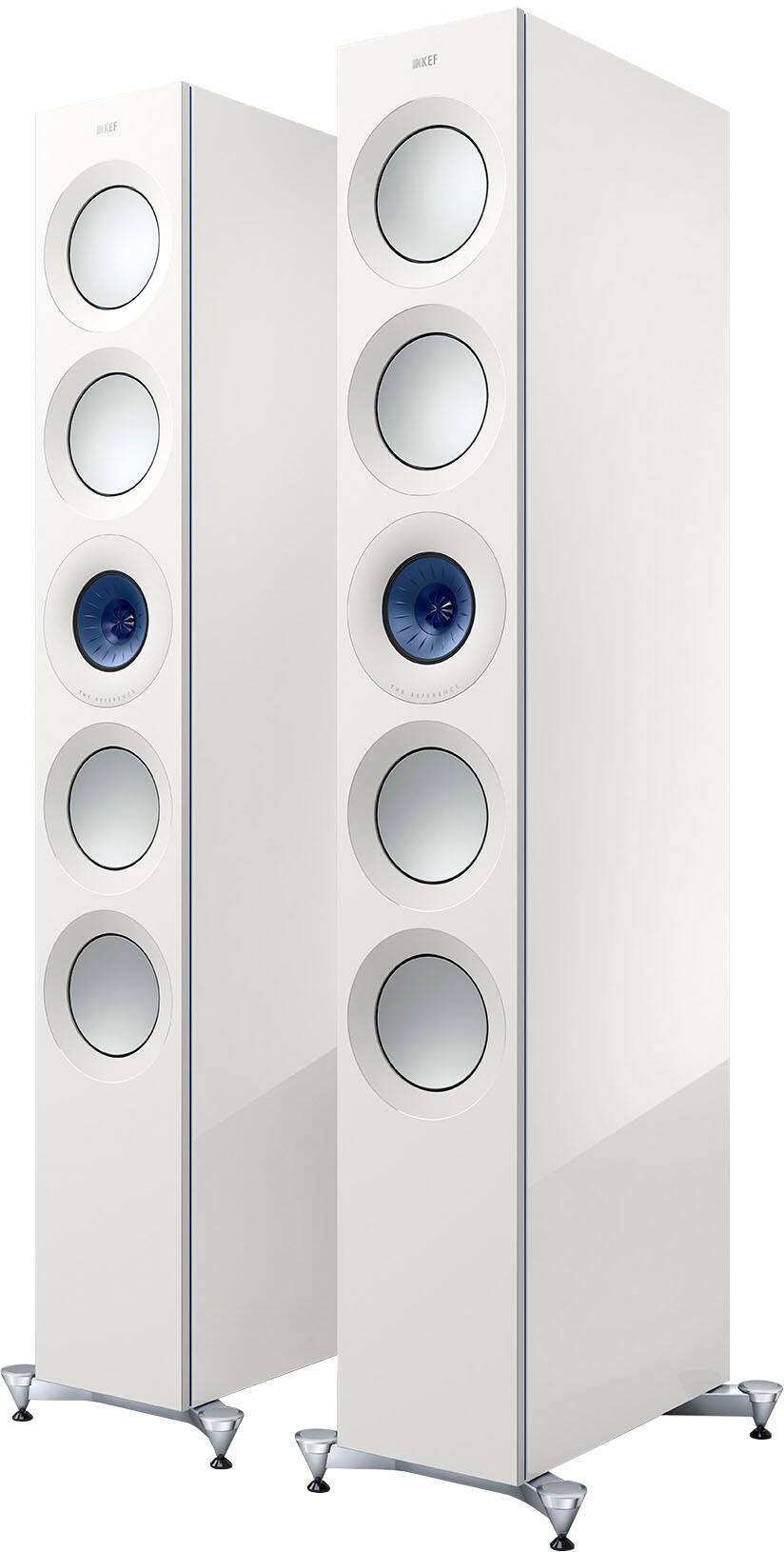 Angle. KEF - KEF REFERENCE FIVE META FLOORSTANDING SPEAKER (Each) - WHITE BLUE.