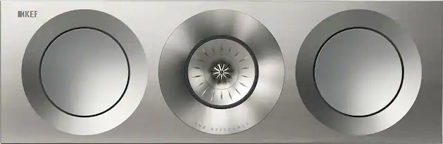 Front. KEF - KEF REFERENCE TWO META CENTER SPEAKER (EACH) - SATIN WALNUT SILVER.