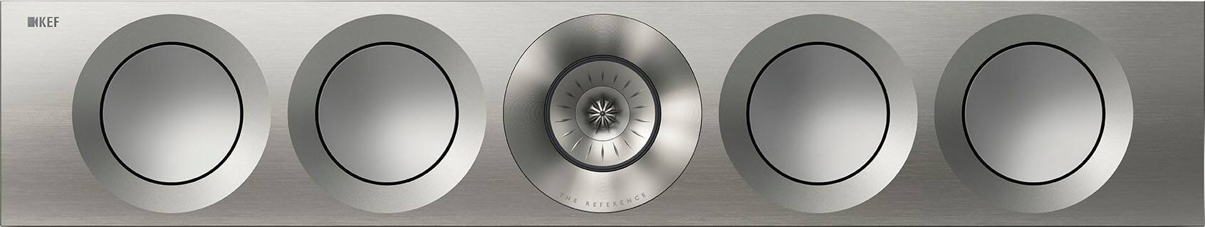 Front. KEF - KEF REFERENCE FOUR META CENTER SPEAKER (Each) - SATIN WALNUT SILVER.