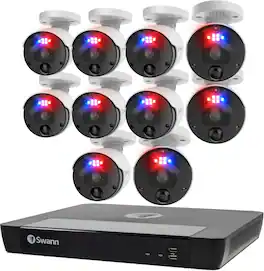 Swann - Professional 16-Channel 10-Bullet Camera 12MP 6K HD, Indoor/Outdoor PoE Wired, 2TB HDD NVR Security System - White