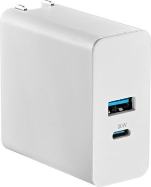 Insignia™ - 32W Foldable Dual Port Wall Charger for iPhone, Samsung Smartphones, Tablets and More - White