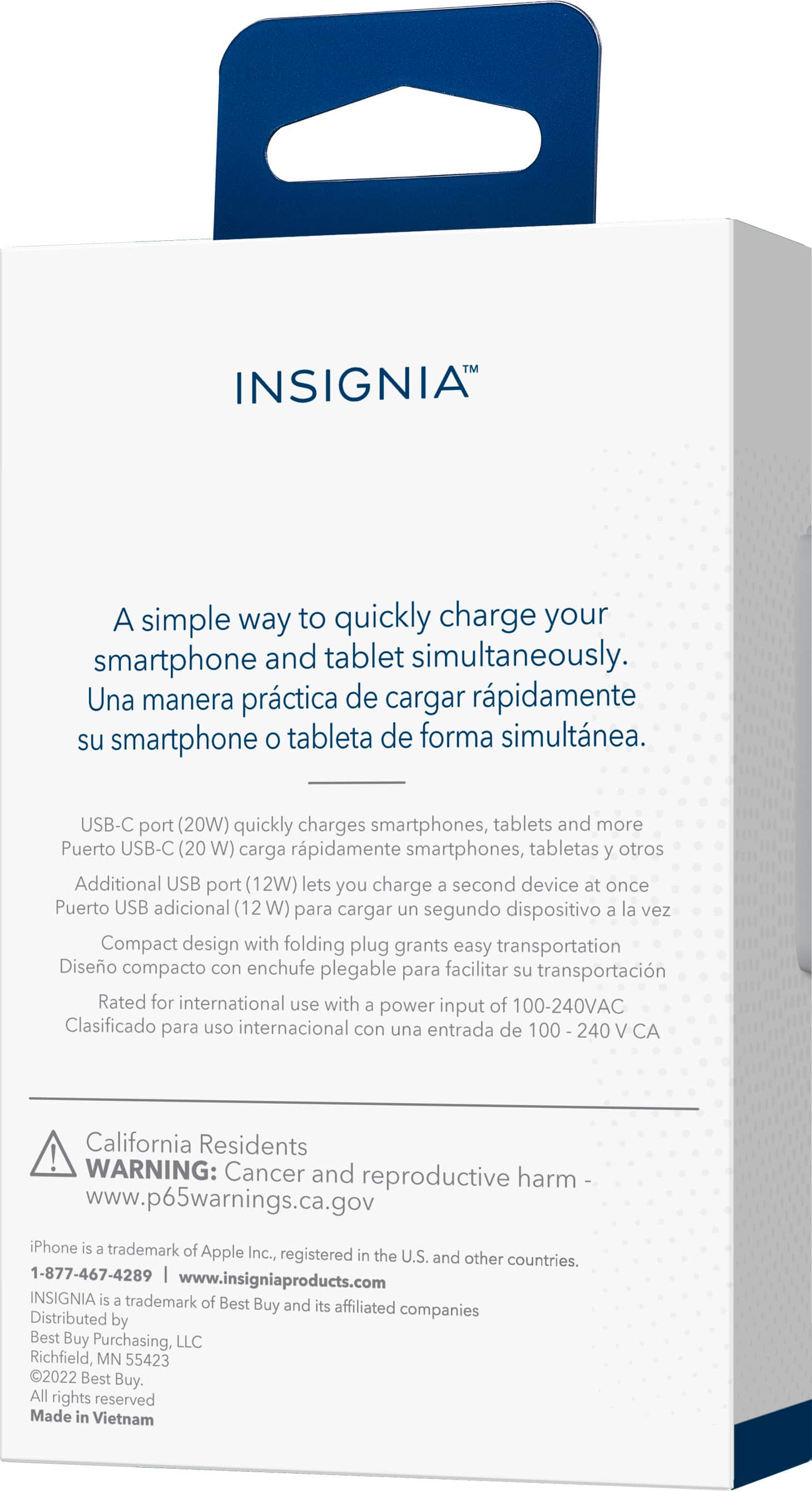 Alt View 15. Insignia™ - 32W Foldable Dual Port Wall Charger for iPhone, Samsung Smartphones, Tablets and More - White.