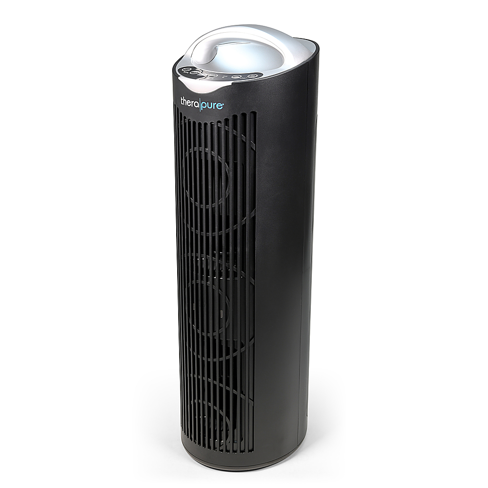Left View: Pure Enrichment True HEPA Small & Portable Air Purifier for On-The-Go Use - Blue - Blue