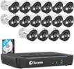 Swann Professional 16-Channel, 16 Camera Indoor/Outdoor Wired 4K UHD, PoE Wired, 2TB NVR Security Surveillance System - Black