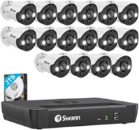 Swann Professional 16-Channel, 16 Camera Indoor/Outdoor Wired 4K UHD, PoE Wired, 2TB NVR Security Surveillance System - Black - Front_Zoom