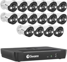 Swann - Pro 16-Channel, 16-Cameras Indoor/Outdoor Wired 4K Ultra HD 2TB NVR Security Surveillance System - White - Front_Zoom