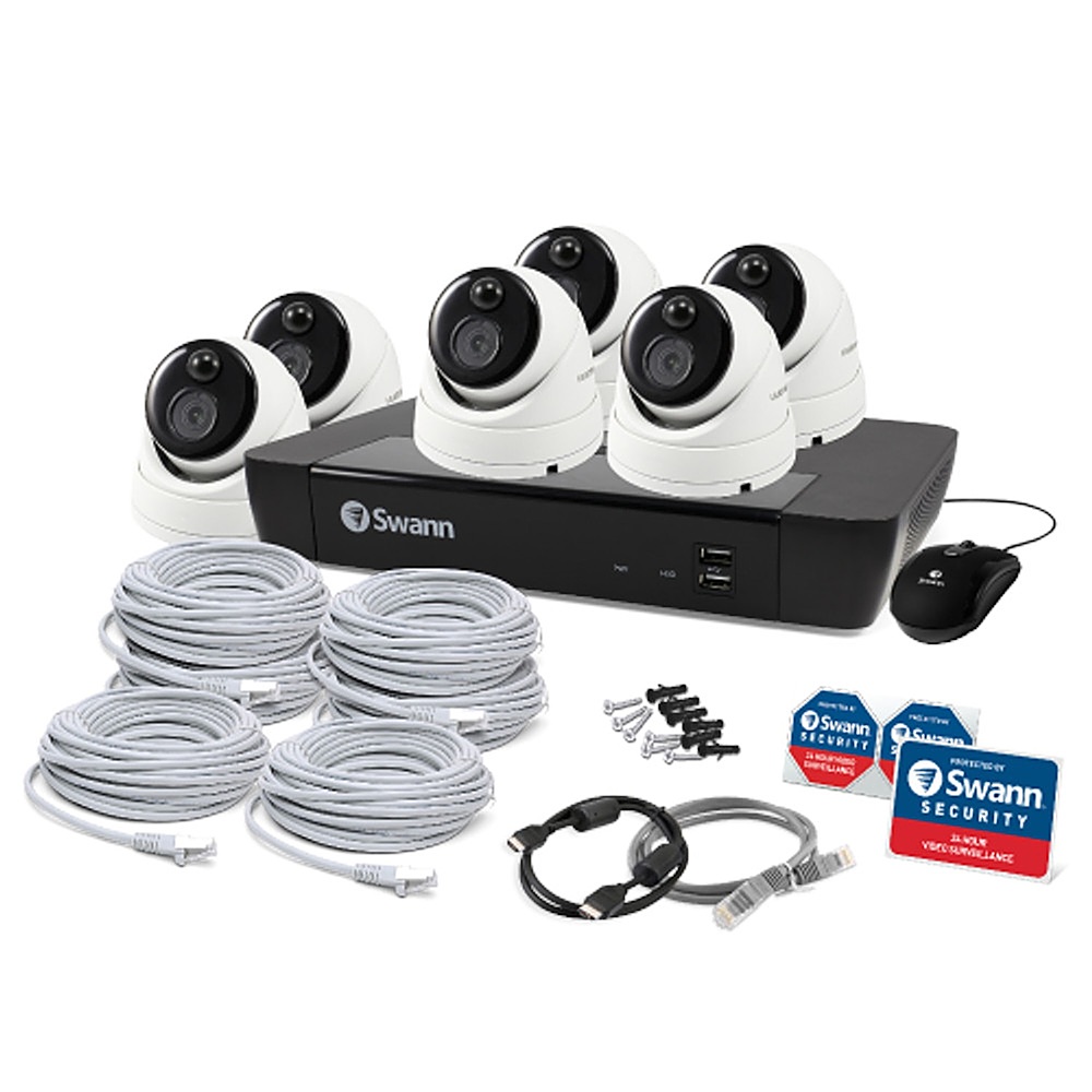 Angle View: Swann - Home 8-Channel, 8-Camera Indoor/Outdoor 1080p 1TB DVR Security Surveillance System - White