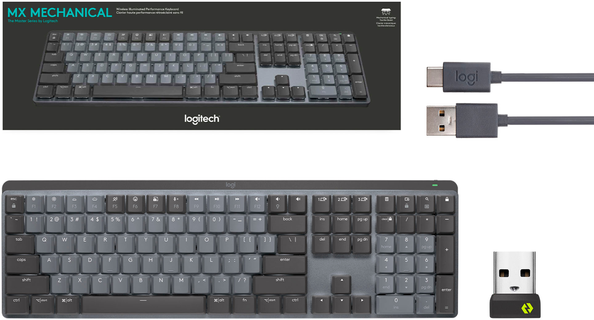 Logitech MX Mechanical Wireless Tactile Quiet Keyboard + Logitech