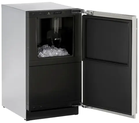 Angle. U-Line - 18" 30-Lb Freestanding Icemaker - Stainless Solid.