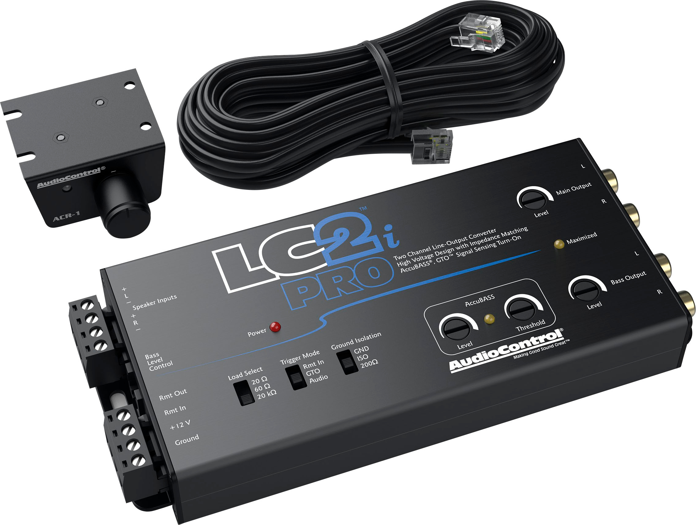 Angle View: AudioControl - 2-Channel Active Line Output Converter with AccuBASS and Subwoofer Control - Black