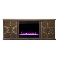 SEI Furniture - Yardlynn Fireplace Entertainment Center for Most Flat-Panel TVs Up to 58" - Brown and gold finish - Front_Zoom