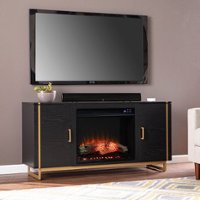 SEI Furniture - Biddenham Electric Fireplace-Media Storage - Black and gold finish - Front_Zoom