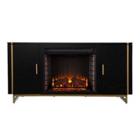 SEI Furniture - Biddenham Fireplace Entertainment Center for Most Flat-Panel TVs Up to 52" - Black and gold finish - Front_Zoom