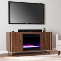 SEI Furniture - Dashton Color Changing Fireplace- Media Storage - Brown and gold finish - Front_Zoom