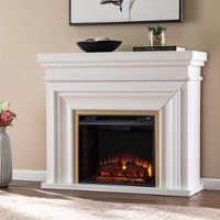 SEI Furniture - Bevonly Electric Fireplace - White and gold finish - Front_Zoom
