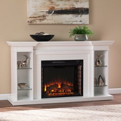 SEI Furniture - Henstinger Electric  Fireplace with Bookcase - White finish - Front_Zoom