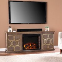 SEI Furniture - Yardlynn Electric Fireplace -Media Storage - Brown and gold finish - Front_Zoom