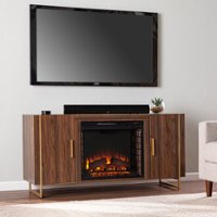 SEI Furniture - Dashton Electric Fireplace-Media Storage - Brown and gold finish - Front_Zoom