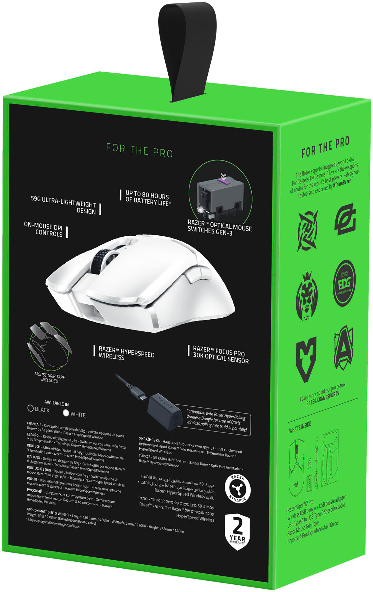 Razer Viper V2 Pro Lightweight Wireless Optical Gaming Mouse with 80 Hour  Battery Life White RZ01-04390200-R3U1 - Best Buy