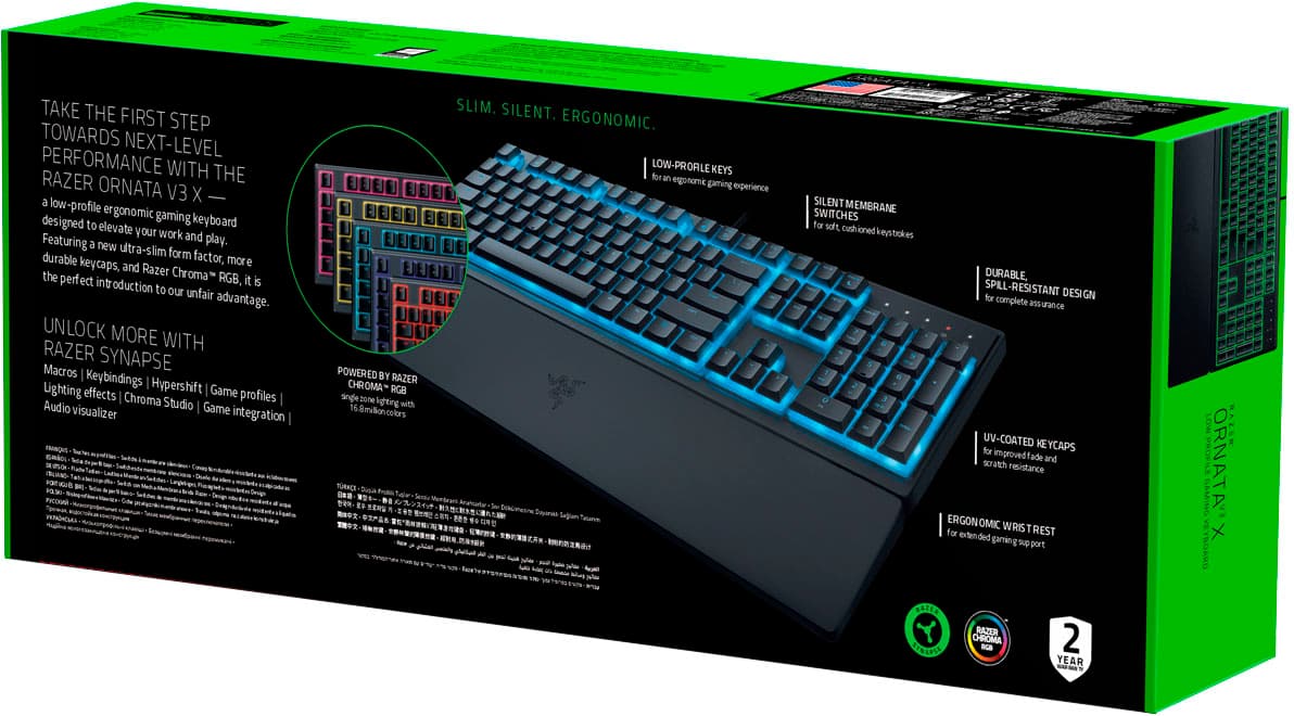 Alt View 16. Razer - Ornata V3 X Full-Size Wired Membrane Gaming Keyboard with Chroma RGB Backlighting - Black.