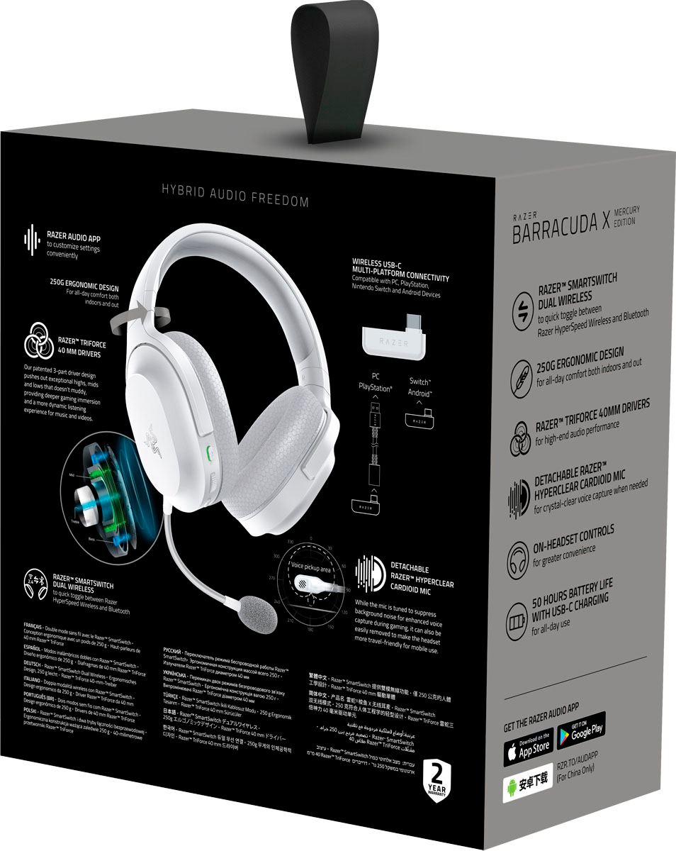  Razer Barracuda X Wireless Gaming & Mobile Headset (Mercury  White) Huntsman Mini 60% Gaming Keyboard (Mercury White) : Video Games
