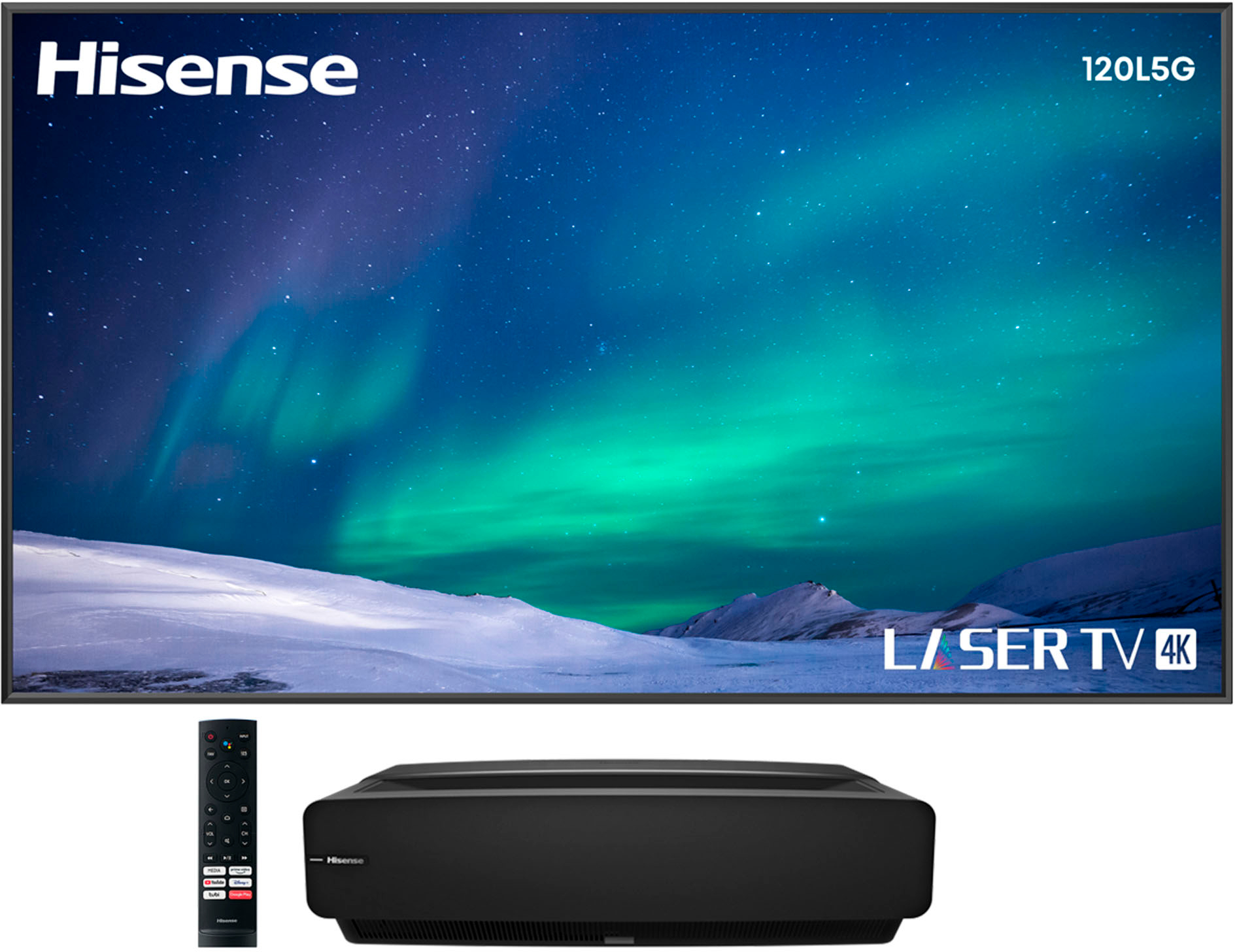 Hisense L5G Laser TV Ultra Short Throw Projector with 120 ALR Screen, 4K  UHD, 2700 Lumens, HDR10, Android TV Black 120L5G-CINE120A - Best Buy