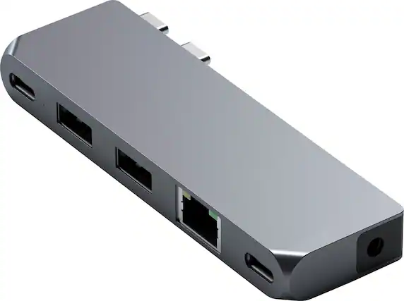 Front. Satechi - USB-C Pro Hub Mini Adapter - Space Gray.