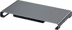 Front. Satechi - USB-C Monitor Stand Hub XL w/1 USB-C, 3 USB 3.0, SD/ MicroSD ports, and 3.5mm audio for iMac, MacBook, Windows laptops - Space Gray.