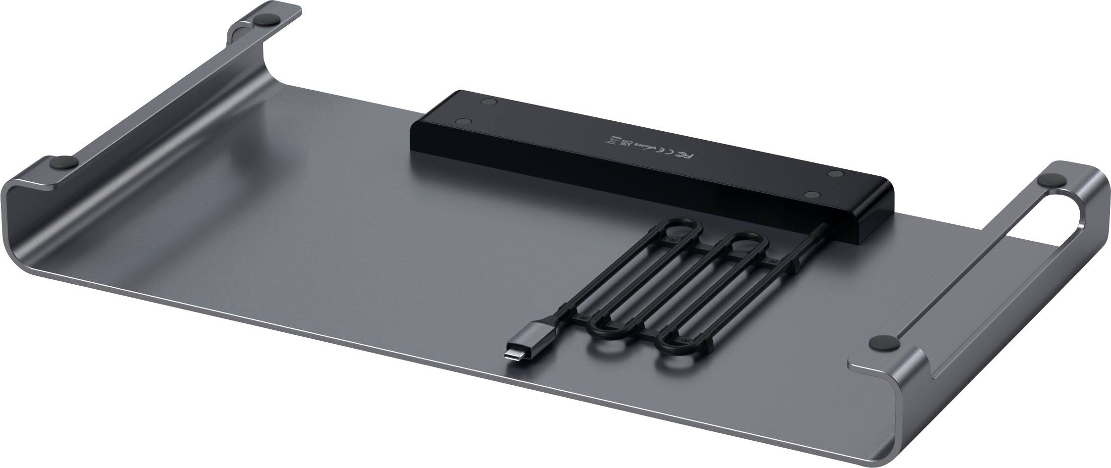 Alt View 11. Satechi - USB-C Monitor Stand Hub XL w/1 USB-C, 3 USB 3.0, SD/ MicroSD ports, and 3.5mm audio for iMac, MacBook, Windows laptops - Space Gray.