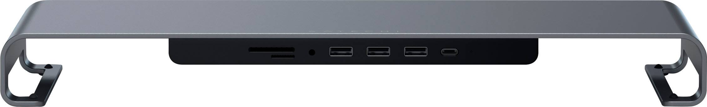Alt View 12. Satechi - USB-C Monitor Stand Hub XL w/1 USB-C, 3 USB 3.0, SD/ MicroSD ports, and 3.5mm audio for iMac, MacBook, Windows laptops - Space Gray.