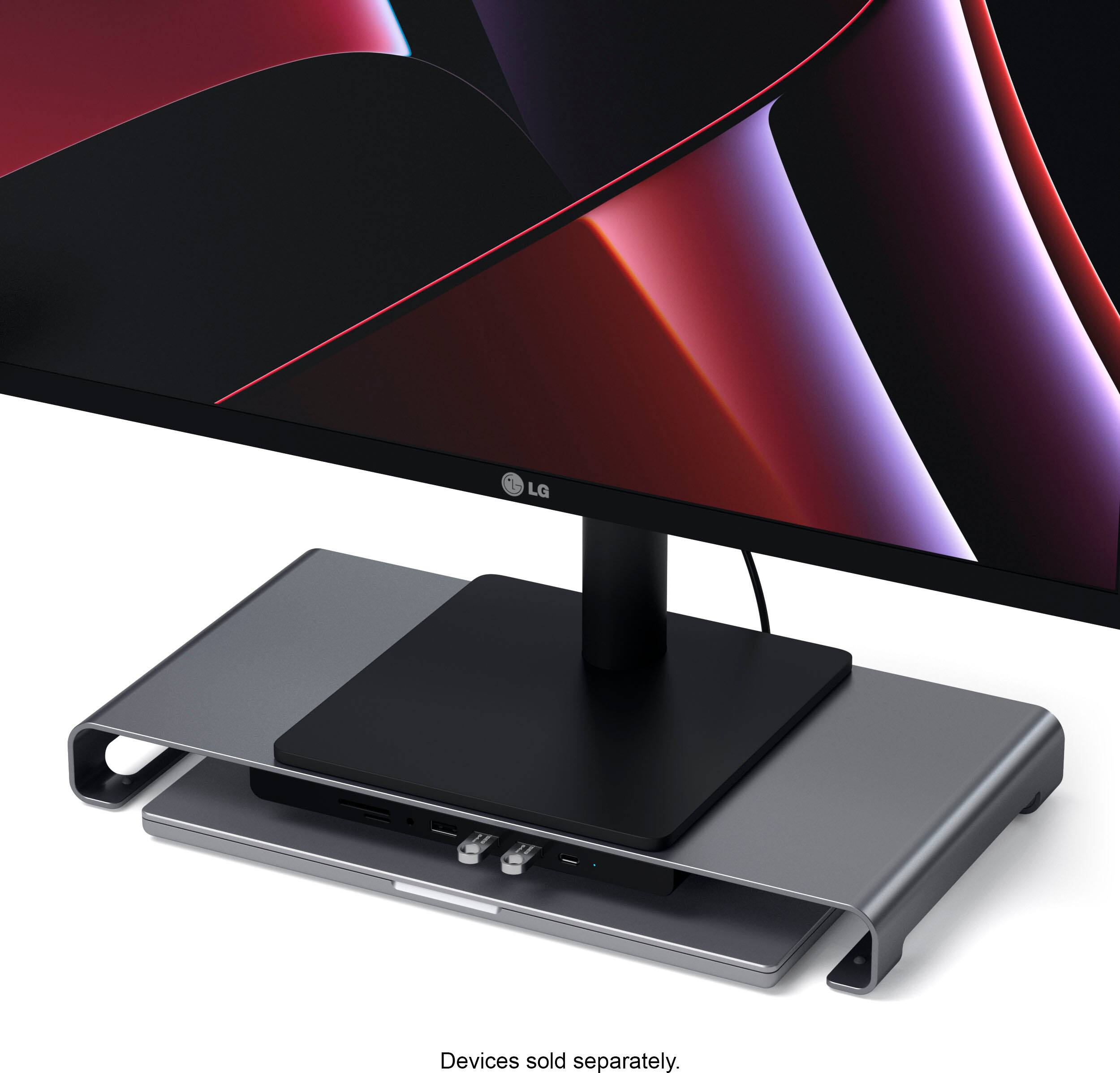 Alt View 14. Satechi - USB-C Monitor Stand Hub XL w/1 USB-C, 3 USB 3.0, SD/ MicroSD ports, and 3.5mm audio for iMac, MacBook, Windows laptops - Space Gray.