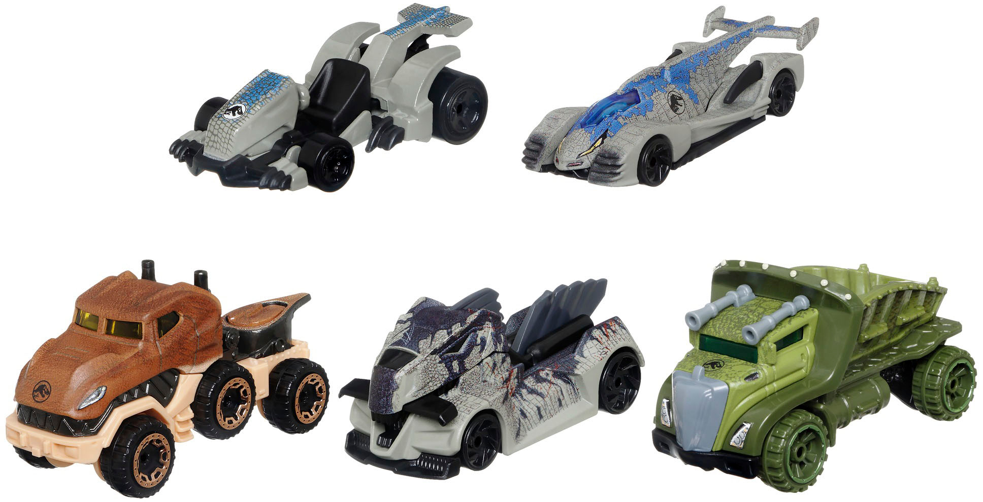 Left View: Hot Wheels - Jurassic World Character Car 5-Pack, - Styles May Vary