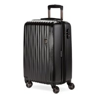 SwissGear - Energie 20" Carry On Spinner Suitcase with USB - Black - Front_Zoom