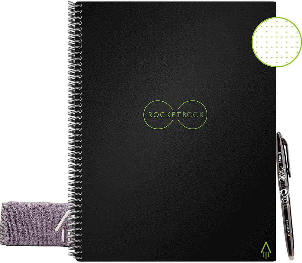 Front. Rocketbook - Core Smart Reusable Notebook Dot-Grid 8.5" x 11" - Infinity Black.