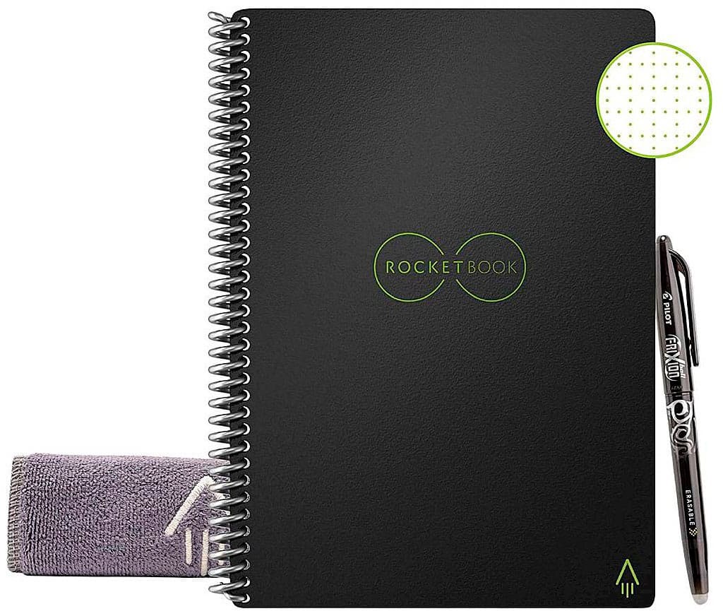 Front. Rocketbook - Core Smart Reusable Notebook Dot-Grid 6" x 8.8" - Infinity Black.