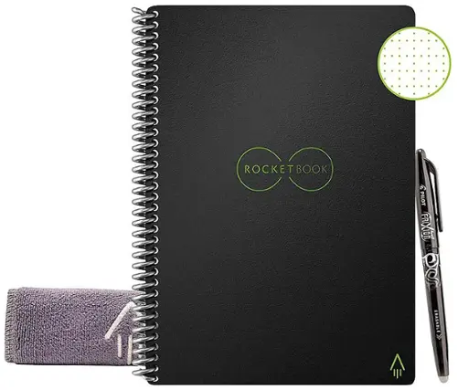 Front. Rocketbook - Core Smart Reusable Notebook Dot-Grid 6" x 8.8" - Infinity Black.