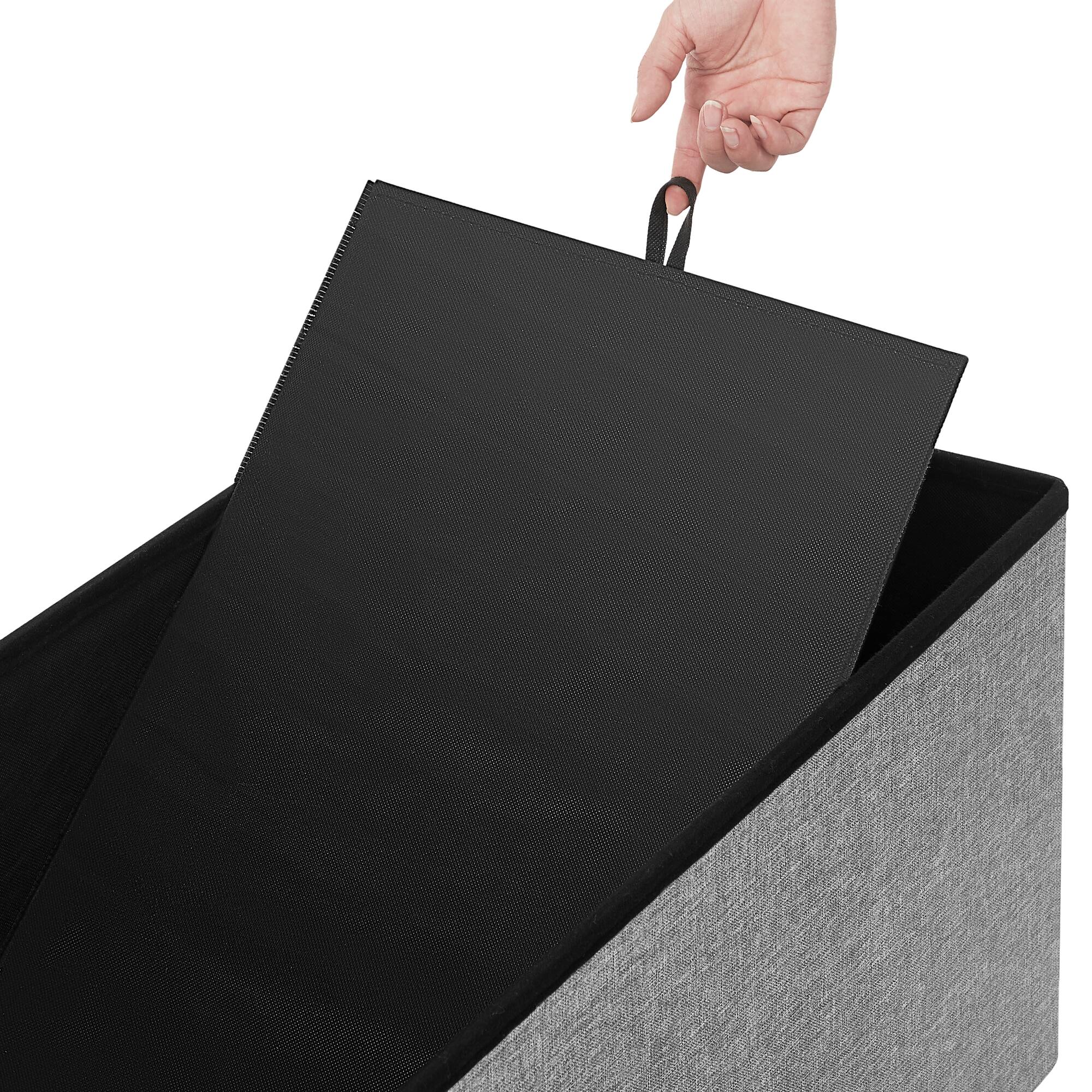 Alt View 1. Songmics Home - Ottoman Storage Bench, 21 Gal. Folding Chest with Breathable Linen-Look Fabric, Holds 660 lb - Light Gray.