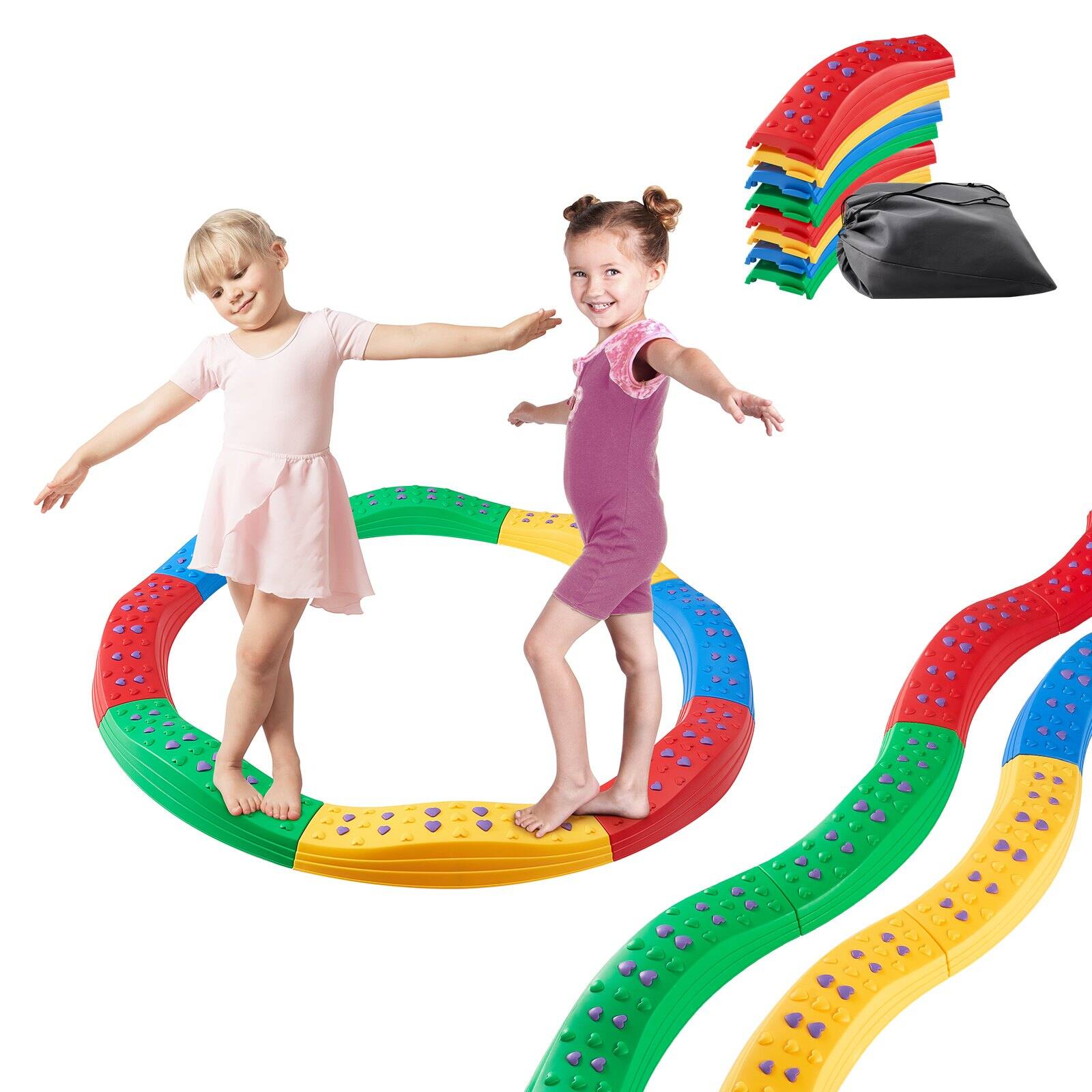 Alt View 8. HONGGE - Kids Montessori Balance Beam Set with Non Slip Stepping Boards and Storage Bag - Green.