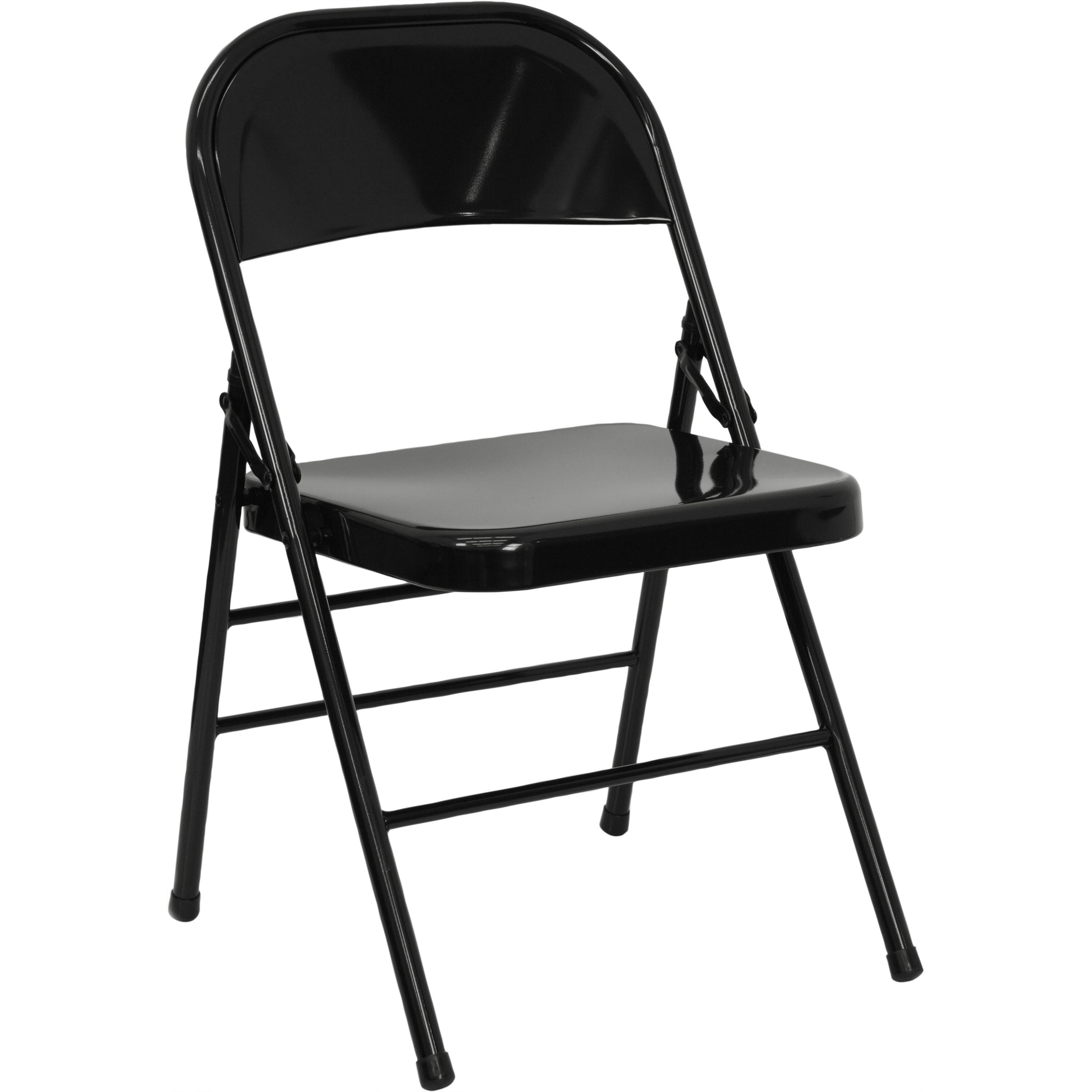 Alt View 8. Emma + Oliver - 4 Pack Triple Braced & Double Hinged Metal Folding Chair - Black.