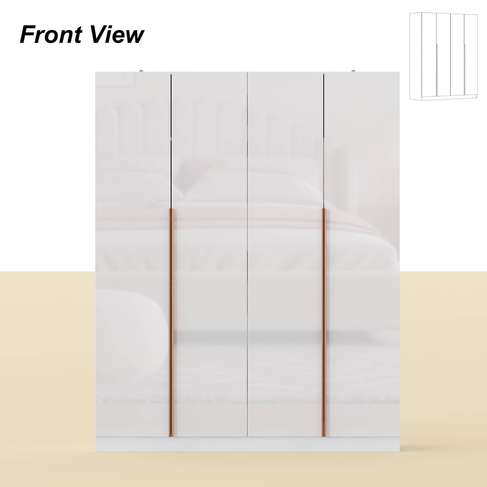 Famapy - High - Gloss Large Wardrobe: Silent Slides & Smart Storage - White