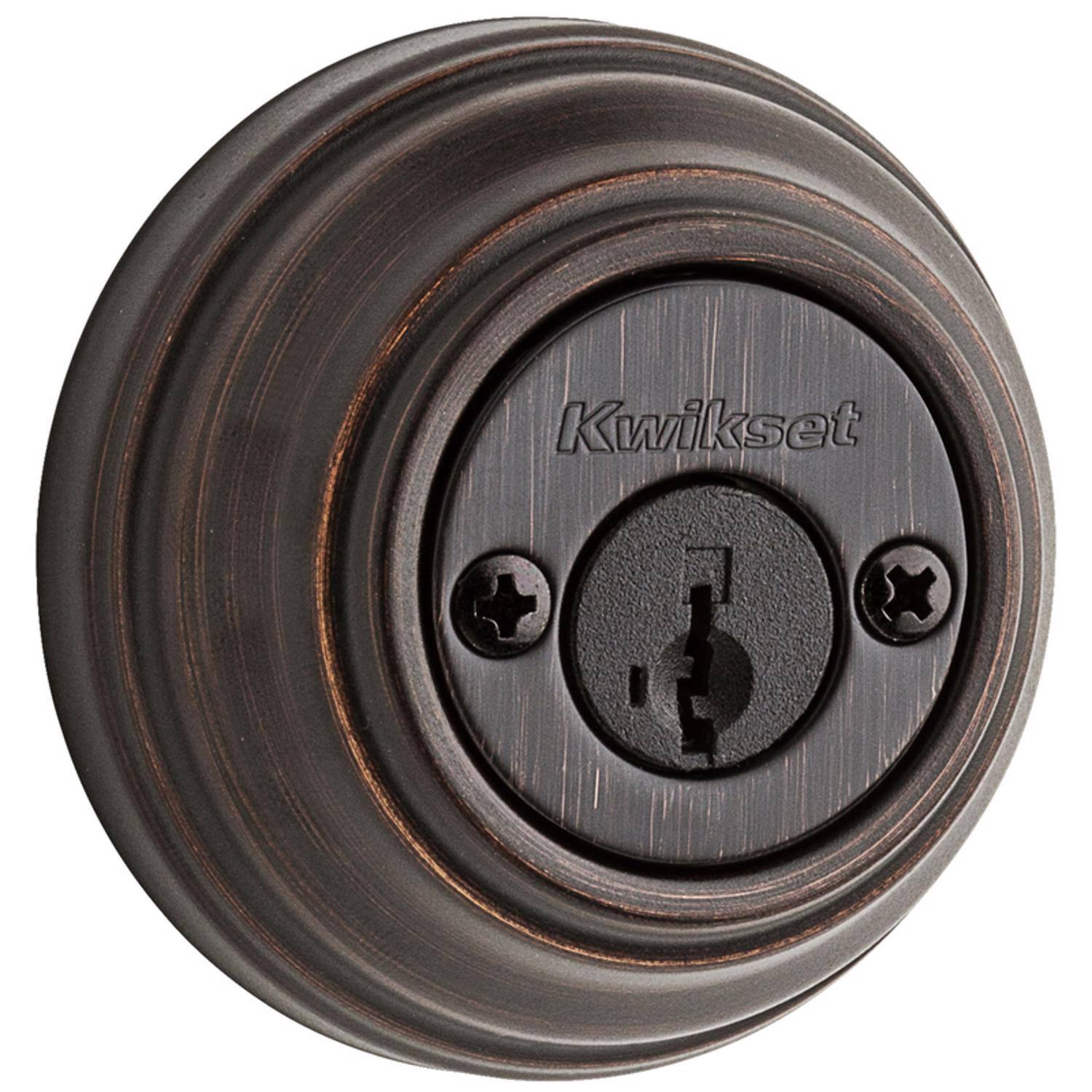 Left. Kwikset - Kwikset SmartKey Venetian Bronze Metal Deadbolt.