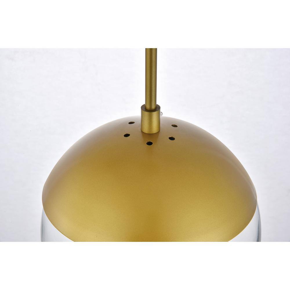 Angle. Living District - Eclipse 1 Light Brass Pendant With Clear Glass - Brass And Clear.