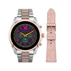 Michael Kors - Gen 6 Bradshaw Two-Tone Stainless Steel Smartwatch with Strap Set 44mm - Rose Gold/Silver - Front_Zoom