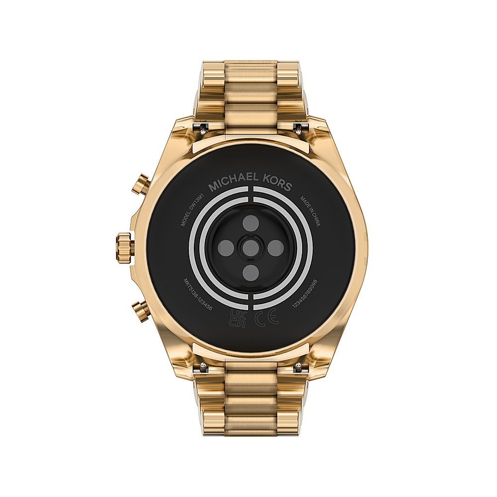 Back View: Michael Kors Gen 5E MKGO White Silicone Smartwatch 43mm - Gold, Black